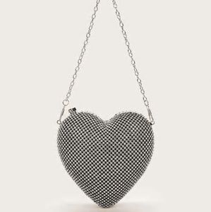Rhinestone Heart Constellation Clutch